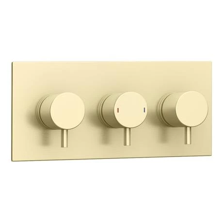 Arezzo Brushed Brass Round Thermostatic Shower Pack with Wall Mounted Head + Handset 7 Arezzo Brushed Brass Round Thermostatic Shower Pack with Wall Mounted Head + Handset - Image 5