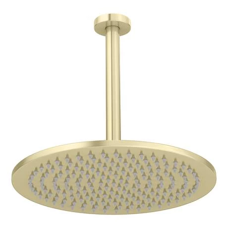 Arezzo Brushed Brass Round Thermostatic Shower Pack with 300mm Ceiling Mounted Head + Handset 5 Arezzo Brushed Brass Round Thermostatic Shower Pack with 300mm Ceiling Mounted Head + Handset - Image 3