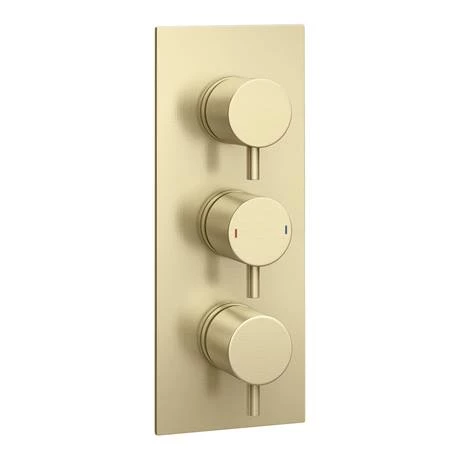 Arezzo Brushed Brass Round Thermostatic Shower Pack with 300mm Ceiling Mounted Head + Handset 7 Arezzo Brushed Brass Round Thermostatic Shower Pack with 300mm Ceiling Mounted Head + Handset - Image 5