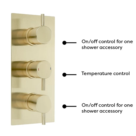 Arezzo Brushed Brass Round Thermostatic Shower Pack with 300mm Ceiling Mounted Head + Handset 6 Arezzo Brushed Brass Round Thermostatic Shower Pack with 300mm Ceiling Mounted Head + Handset - Image 4