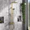 Arezzo Square Thermostatic Shower - Brushed Brass 1 Arezzo Square Thermostatic Shower - Brushed Brass -Showers Shop AZBBSQ2 prod