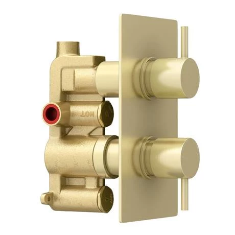Arezzo Brushed Brass Round Modern Twin Concealed Shower Valve 7 Arezzo Brushed Brass Round Modern Twin Concealed Shower Valve - Image 5