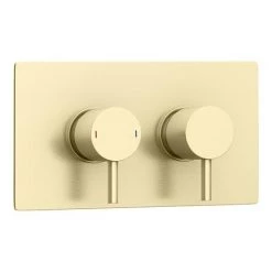 Arezzo Brushed Brass Round Modern Twin Concealed Shower Valve 13 Arezzo Brushed Brass Round Modern Twin Concealed Shower Valve -Showers Shop AZBBSV new d6 460