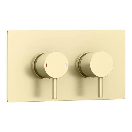 Arezzo Brushed Brass Round Modern Twin Concealed Shower Valve 8 Arezzo Brushed Brass Round Modern Twin Concealed Shower Valve - Image 6