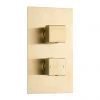 Arezzo Brushed Brass Square Modern Twin Concealed Shower Valve -Showers Shop AZBBSVSQ p