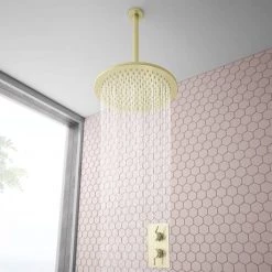 Arezzo Brushed Brass Round Modern Twin Concealed Shower Valve 11 Arezzo Brushed Brass Round Modern Twin Concealed Shower Valve -Showers Shop AZBBSV d6 460