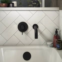 Arezzo Matt Black Round Concealed Manual Shower Valve -Showers Shop AZBKMSV d3 460