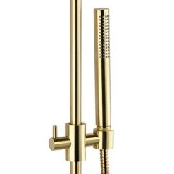 Arezzo Brushed Brass Round Bar Shower Valve incl. Slide Rail Kit with Pencil Handset -Showers Shop AZBVP80BB d3 460