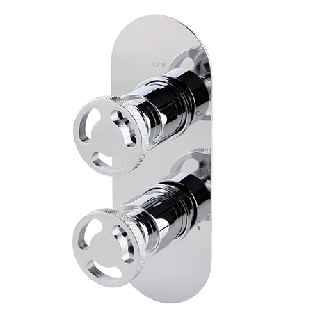 Arezzo Chrome Industrial Style Round Modern Twin Concealed Shower Valve 3 Arezzo Chrome Industrial Style Round Modern Twin Concealed Shower Valve
