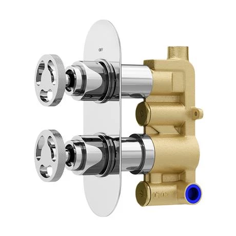 Arezzo Chrome Industrial Style Round Modern Twin Concealed Shower Valve 8 Arezzo Chrome Industrial Style Round Modern Twin Concealed Shower Valve - Image 6