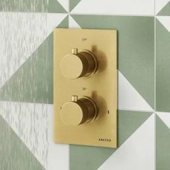 Arezzo Fluted Round Modern Twin Concealed Shower Valve - Brushed Brass 10 Arezzo Fluted Round Modern Twin Concealed Shower Valve - Brushed Brass -Showers Shop AZFRV1BB d3 460