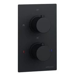 Arezzo Fluted Round Modern Twin Concealed Shower Valve - Matt Black