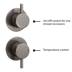 Arezzo Brushed Gunmetal Grey Concealed Individual Stop Tap + Thermostatic Control Shower Valve -Showers Shop AZGM36 n d4 460