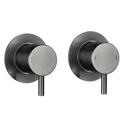 Arezzo Brushed Gunmetal Grey Concealed Individual Diverter + Thermostatic Control Shower Valve -Showers Shop AZGM39 n d1 460