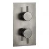 Arezzo Brushed Gunmetal Grey Round Modern Twin Concealed Shower Valve with Diverter -Showers Shop AZGMSVD p