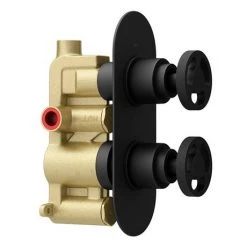 Arezzo Matt Black Industrial Style Round Modern Twin Concealed Shower Valve 11 Arezzo Matt Black Industrial Style Round Modern Twin Concealed Shower Valve -Showers Shop AZMBIV1 d4 460