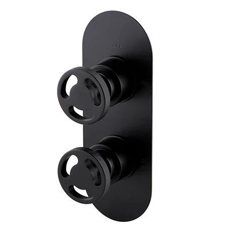 Arezzo Matt Black Industrial Style Round Modern Twin Concealed Shower Valve 3 Arezzo Matt Black Industrial Style Round Modern Twin Concealed Shower Valve