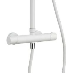 Arezzo Round Thermostatic Shower - Matt White -Showers Shop AZMWRD3 d3 460