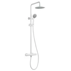 Arezzo Round Thermostatic Shower - Matt White -Showers Shop AZMWRD3 detail04 460