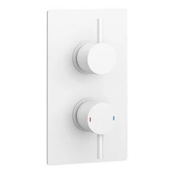 Arezzo Matt White Round Modern Twin Concealed Shower Valve with Diverter