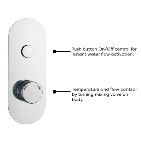 Arezzo Chrome Industrial Style Push Button Shower Valve (1 Outlet) 4 Arezzo Chrome Industrial Style Push Button Shower Valve (1 Outlet) - Image 2