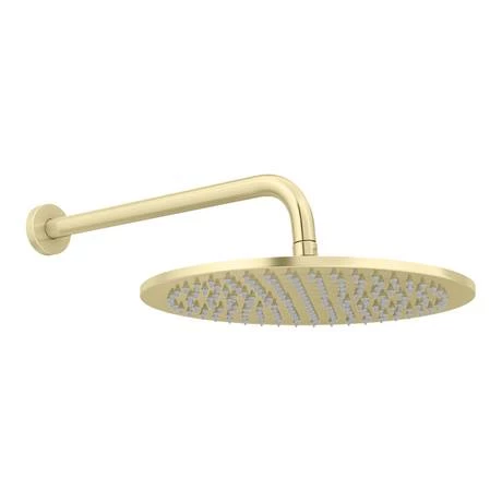 Arezzo Brushed Brass Industrial Style Push Button Shower Valve with Diverter, Handset, Fixed Shower Head + 4 Body Jets 6 Arezzo Brushed Brass Industrial Style Push Button Shower Valve with Diverter, Handset, Fixed Shower Head + 4 Body Jets - Image 4