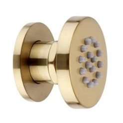 Arezzo Brushed Brass Industrial Style Push Button Shower Valve with Diverter, Handset, Fixed Shower Head + 4 Body Jets 12 Arezzo Brushed Brass Industrial Style Push Button Shower Valve with Diverter, Handset, Fixed Shower Head + 4 Body Jets -Showers Shop AZPB03RBBPK D4 460