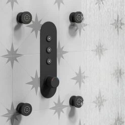 Arezzo Matt Black Industrial Style Push Button Shower Valve (3 Outlets) -Showers Shop AZPB03RMB d6 460