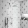 Arezzo Chrome Push-Button Shower with Handset + Rainfall Shower Head -Showers Shop AZPB2RCHPK p