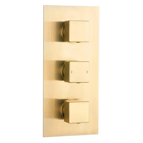 Arezzo Brushed Brass Square Shower System (Valve with Fixed Shower Head + 4 Body Jets) 4 Arezzo Brushed Brass Square Shower System (Valve with Fixed Shower Head + 4 Body Jets) - Image 2