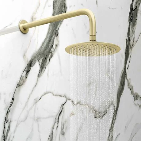 Arezzo Round Brushed Brass 2 Outlet Shower System (Fixed Shower Head + Overflow Bath Filler) 4 Arezzo Round Brushed Brass 2 Outlet Shower System (Fixed Shower Head + Overflow Bath Filler) - Image 2