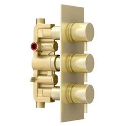 Arezzo Round Brushed Brass 2 Outlet Shower System (Fixed Shower Head + Overflow Bath Filler) 12 Arezzo Round Brushed Brass 2 Outlet Shower System (Fixed Shower Head + Overflow Bath Filler) -Showers Shop AZR2SSB detail3 460