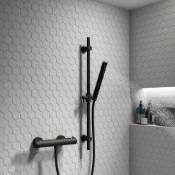 Arezzo Matt Black Round Thermostatic Bar Shower Valve 7 Arezzo Matt Black Round Thermostatic Bar Shower Valve -Showers Shop AZRDBBV d2 460