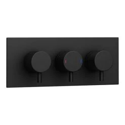 Arezzo Matt Black Round Concealed Triple Shower Valve with Diverter, Handset, Fixed Shower Head + 4 Body Jets 9 Arezzo Matt Black Round Concealed Triple Shower Valve with Diverter, Handset, Fixed Shower Head + 4 Body Jets -Showers Shop AZRDSV38HB d2 460