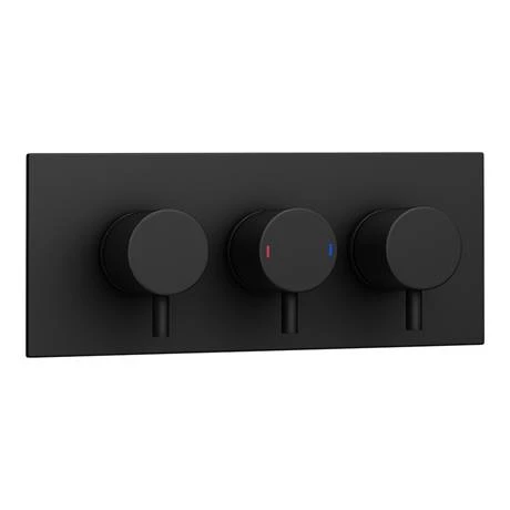 Arezzo Matt Black Round Concealed Triple Shower Valve with Diverter, Handset, Fixed Shower Head + 4 Body Jets 4 Arezzo Matt Black Round Concealed Triple Shower Valve with Diverter, Handset, Fixed Shower Head + 4 Body Jets - Image 2