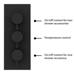 Arezzo Matt Black Round Concealed Triple Shower Valve with Diverter, Handset, Fixed Shower Head + 4 Body Jets 13 Arezzo Matt Black Round Concealed Triple Shower Valve with Diverter, Handset, Fixed Shower Head + 4 Body Jets -Showers Shop AZRDSV38HB d6 460