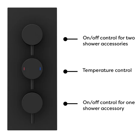 Arezzo Matt Black Round Concealed Triple Shower Valve with Diverter, Handset, Fixed Shower Head + 4 Body Jets 8 Arezzo Matt Black Round Concealed Triple Shower Valve with Diverter, Handset, Fixed Shower Head + 4 Body Jets - Image 6