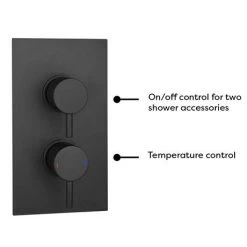 Arezzo Matt Black Round Shower System with Diverter, Fixed Shower Head + 4 Body Jets -Showers Shop AZRDSV4BJ d4 460