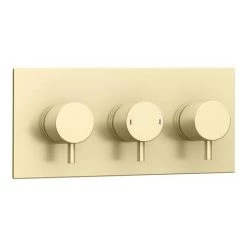 Arezzo Brushed Brass Round Concealed Triple Shower Valve with Fixed Head + 4 Body Jets -Showers Shop AZRDTSV4BJBB d5 460
