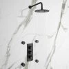 Arezzo Matt Black Round Concealed Triple Shower Valve with Fixed Head + 4 Body Jets 1 Arezzo Matt Black Round Concealed Triple Shower Valve with Fixed Head + 4 Body Jets -Showers Shop AZRDTSV4BJ n p