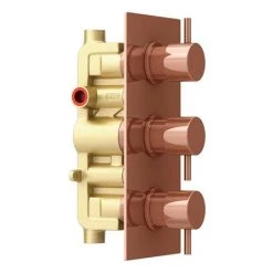 Arezzo Rose Gold Round Thermostatic Shower Pack with Ceiling Mounted Head + Handset -Showers Shop AZRGSPK3 detail3 460