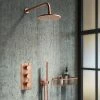 Arezzo Rose Gold Round Thermostatic Shower Pack with Wall Mounted Head + Handset -Showers Shop AZRGSPK4 n p