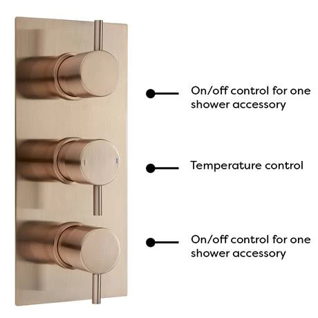 Arezzo Rose Gold Round Thermostatic Shower Pack with Wall Mounted Head + Handset 7 Arezzo Rose Gold Round Thermostatic Shower Pack with Wall Mounted Head + Handset - Image 5