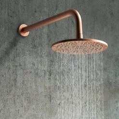 Arezzo Rose Gold Round Shower System (Twin Valve with Diverter, Wall Mounted Head + Handset) -Showers Shop AZRGSPK5 detail5 460