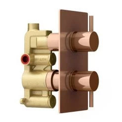 Arezzo Rose Gold Round Modern Twin Concealed Shower Valve -Showers Shop AZRGSV nw d3 460