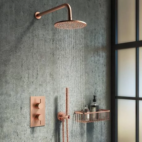 Arezzo Rose Gold Round Modern Twin Concealed Shower Valve with Diverter 4 Arezzo Rose Gold Round Modern Twin Concealed Shower Valve with Diverter - Image 2