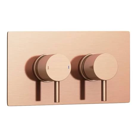 Arezzo Rose Gold Round Modern Twin Concealed Shower Valve with Diverter 5 Arezzo Rose Gold Round Modern Twin Concealed Shower Valve with Diverter - Image 3