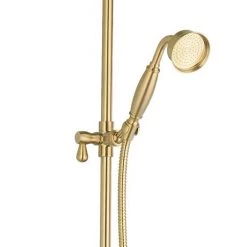 Arezzo Brushed Brass Rigid Riser Kit with Shower Head, Handshower & Diverter -Showers Shop AZRR03BB d2 460