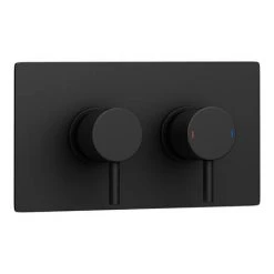 Arezzo Matt Black Round Shower Package w. Concealed Valve + Flat Fixed Shower Head -Showers Shop AZSCVRP2 d5 460