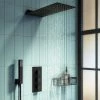 Arezzo Matt Black Square Triple Thermostatic Shower Pack w. Flat Fixed Head + Handset -Showers Shop AZSCVSP3 p